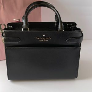 Black Leather Kate spade Medium Staci Satchel Saffiano